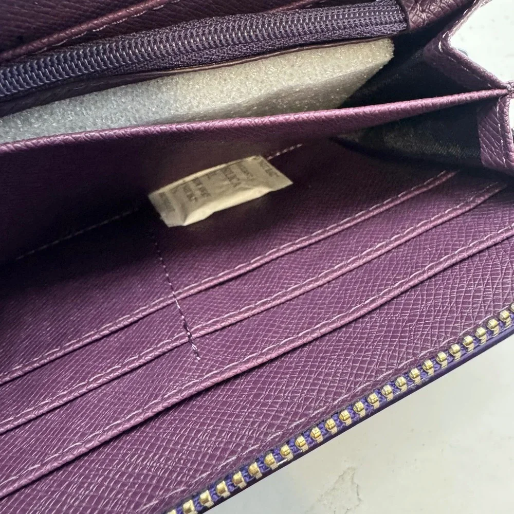 Bottari Wallet Women OS Purple Patent Leather Zip Around‎ Accordion 1078TP